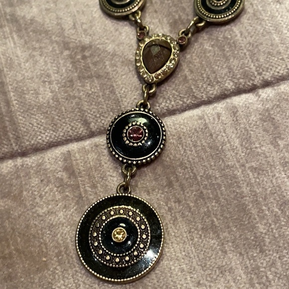 Nina Ricci Vintage V Coin Shaped Drop Necklace - Picture 6 of 12